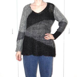 Eileen Fisher color-block black and grey sweater